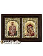 Σύνθεση- Ιησούς Χριστός Μέγας Αρχιερεύς και Παναγία Γλυκοφιλούσα (με μεταλλικό πλαίσιο)