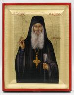 Άγιος Ιάκωβος Τσαλίκης ενσκαπτη χειροποίητη εικόνα μεταξοτυπιας σε καμβά με φύλλα χρυσού Handmade icon Byzanteiko Saint Iakovos Tsalikis