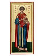 Άγιος Παντελεήμων ένσκαπτη με φύλλα χρυσού- Byzanteiko Saint Panteleimon-oloswmi-enskaptes