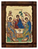 Αγία Τριάδα χειροποίητη εικόνα σε ξύλο βαρελιού Byzanteiko handmade icon on barrel wood Holy Trinity