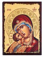 Παναγία Γλυκοφιλούσα χειροποίητη εικόνα με φύλλα χρυσού Byzanteiko Mount Athos Virgin Mary Glykofilousa