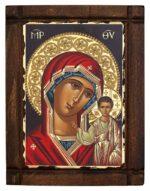 Παναγία Καζάν χειροποίητη εικόνα σε ξύλο βαρελιού Byzanteiko handmade icon on barrel wood Virgin Mary Theotokos Kazan