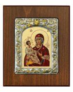 Παναγία Τριχερούσα χειροποίητη εικόνα με φύλλα χρυσού και μεταλλικό πλαίσιο Byzanteiko Virgin Mary Tricherousa