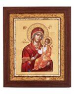 παναγία γιάτρισσα σε ξύλινη εικόνα κορνίζα με τζάμι χειροποίητη - byzanteiko - handmade icon virgin mary giatrissa theotokos