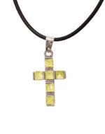 Μεταλλικος σταυρός λαιμού με κίτρινο στρας καουτσουκ Byzanteiko Necklace Cross Pendant