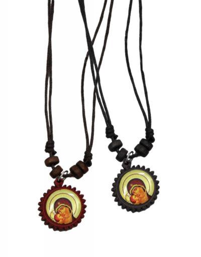 Μενταγιόν Λαιμού Ξύλινο με την Παναγία