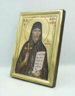 Άγιος Νικηφόρος ο Λεπρός χειροποίητη εικόνα με εφέ στιλβωτού Saint Nicephorus the Leper handmade icon Byzanteiko
