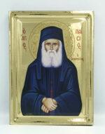 Άγιος Παίσιος χειροποίητη εικόνα με στιμβωτό εφέ Saint Paisios handmade icon Byzanteiko Mount Athos