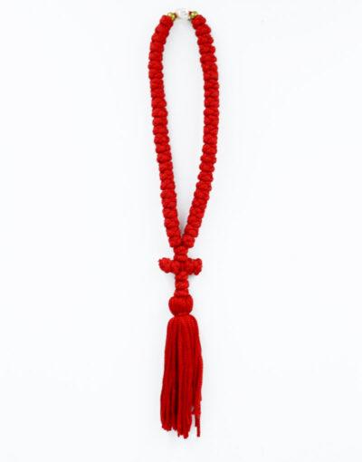 κομποσχοίνι 50άρι φλος κόκκινο komboskini prayer rope 50 KNOTS red PRAYER ROPE BYZANTEIKO