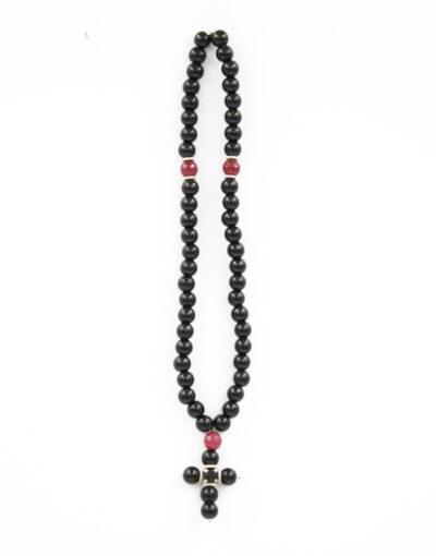 Κρεμαστό 50άρι με μαύρες χάντρες car pendant 50 beads cross