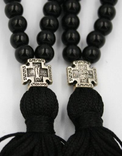 κομποσχοίνι προσευχής 50άρι με γυάλινες χάντρες Άγιον Όρος komboskini prayer rope 50 beads glass mount athos 1