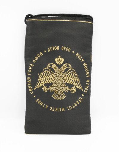 πορτοφόλι Αγίου Όρους υφασμάτινο μαύρο χρυσό wallet fabric mount athos black-gold