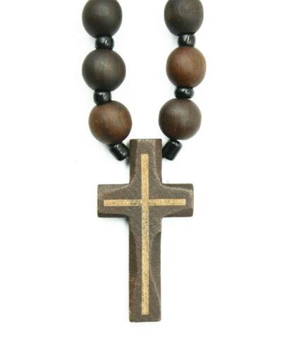 Κομποσχοίνι Λαιμού ξύλινo με σκαλιστό σταυρό και στρόγγυλες χάντρες byzanteiko komboskini necklace pendant wooden cross beads mount athos 2