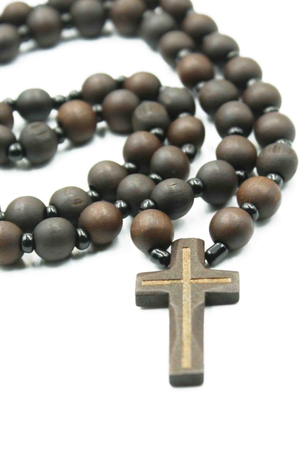 Κομποσχοίνι Λαιμού ξύλινo με σκαλιστό σταυρό και στρόγγυλες χάντρες byzanteiko komboskini necklace pendant wooden cross beads mount athos 2 Κομποσχοίνι Λαιμού ξύλινo με σκαλιστό σταυρό - Image 4