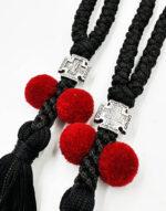 Κομποσχοίνι 50άρι φλος μαύρο κόκκινο πον-πον - Komboskini Prayer Rope with 50 knots black pon-pon byzanteiko Mount Athos 1