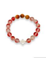 βραχιόλι με γυάλινες και αρωματικές ξύλινες χάντρες ροζ - βυζαντεικο - bracelet with glass and wooden aromatic beads pink byzanteiko 2