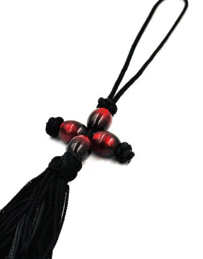 Κρεμαστό αυτοκινήτου με 4 κόκκινες χάντρες σε σχήμα σταυρού - byzanteiko - car pendant with 4 red beads in cross shape 1