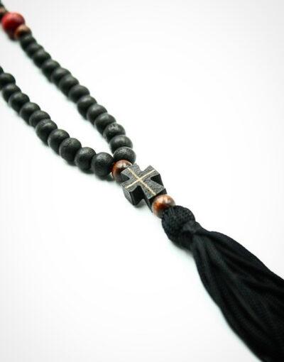 κρεμαστό κομποσχοίνι 50άρι ξύλινο με φούντα - byzanteiko - komboskini pendant 50 wooden beads 1