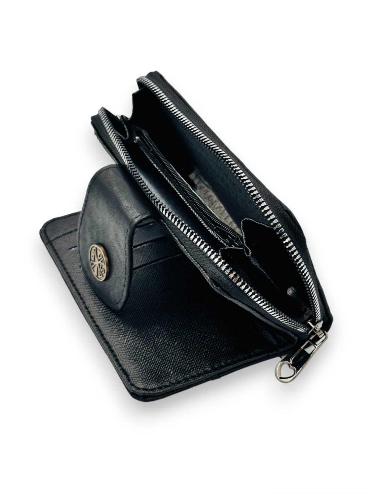 πορτοφόλι μαύρο γυναικείο δερματίνη με χριστόγραμμα 9χ16cm - byzanteiko - wallet black female mount athos 2 Leather Female Wallet 9*16cm - Image 2