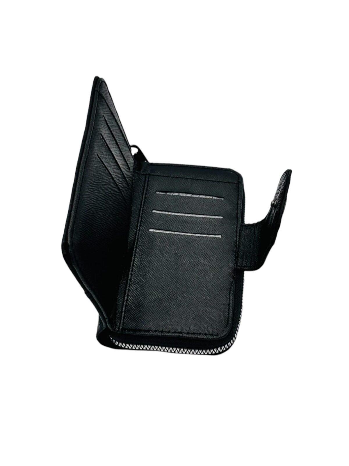 πορτοφόλι μαύρο γυναικείο δερματίνη με χριστόγραμμα 9χ16cm - byzanteiko - wallet black female mount athos 3 Leather Female Wallet 9*16cm - Image 3