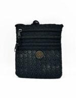 πορτοφόλι λαιμού μαύρο δερματίνη με χριστόγραμμα 13χ15cm με 3 θήκες - byzanteiko - wallet black with three cases mount athos 1