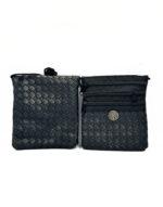 πορτοφόλι λαιμού μαύρο δερματίνη με χριστόγραμμα 13χ15cm με 3 θήκες - byzanteiko - wallet for neck black with three cases mount athos3