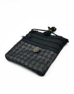 πορτοφόλι λαιμού μαύρο δερματίνη με χριστόγραμμα 13χ15cm με 3 θήκες - byzanteiko - wallet for neck black with three cases mount athos 1