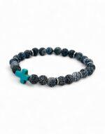 Bracelet with semi-precious crackled agate and cross - Image 3