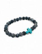 Bracelet with semi-precious crackled agate and cross - Image 2