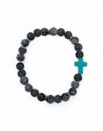 Bracelet with semi-precious crackled agate and cross - Image 5