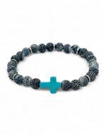 Bracelet with semi-precious crackled agate and cross - Image 4