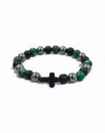 βραχιόλι με ημιπολίτιμες πέτρες και σταυρό πράσινο byzanteiko bracelet semi-precious stones and cross