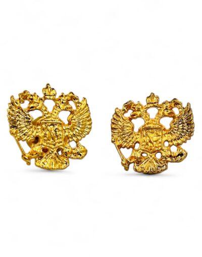 καρφίτσα πέτου βυζαντινός δικέφαλος αετός χρυσή άγιος γεώργιος εφιππος byzanteiko - lapel pin byzantine double-headed eagle