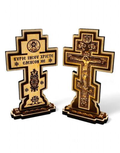 επιτραπέζιος σταυρός με τον Ιησού Χριστό - byzanteiko - wooden table cross ic xc nika