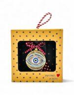 γούρι μάτι χρυσό ξύλινο σε κουτί δώρου - byzanteiko wooden eye charm gold in gift box 17