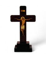 επιτραπέζιος ξύλινος σταυρός με βάση icxc nika εσταυρωμένος 10 εκατοστά - byzanteiko - wooden table cross with base jesus christ