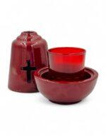 Κεραμικό Καντήλι Κόκκινο με Ποτηράκι για Λάδι - Image 2