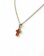 Stainless Steel Cross necklace gold with red Motif - Image 3