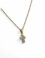 Σταυρός Λαιμού Ατσάλινος χρυσός με διαμαντάκια - Image 2