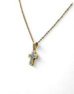 Σταυρός Λαιμού Ατσάλινος χρυσός με διαμαντάκια - Image 3