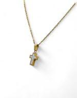 Stainless Steel Cross necklace gold with mother of pearl - Image 3