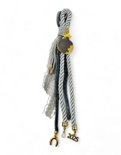 γούρι γκρι χρυσο ρόδι 2025 - byzanteiko - charm 2025 grey-gold pomegranate