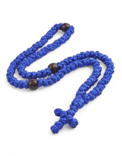 κομποσχοίνι 100άρι μπλε ποντικοουρά με ξύλινες χάντρες άγιον όρος - byzanteiko - komboskini 100 knots black with wooden beads mount athos 2