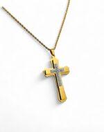 Stainless Steel Cross necklace gold with strass 5*3 cm - Image 4