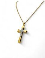 Stainless Steel Cross necklace gold with strass 5*3 cm - Image 5