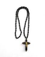 σταυρός λαιμού ξύλινος με εσταυρωμένο- byzanteiko - mount athos wooden cross necklace pendant jesus christ