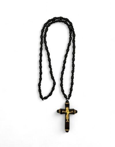 σταυρός λαιμού ξύλινος με εσταυρωμένο- byzanteiko - mount athos wooden cross necklace pendant jesus christ