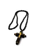 σταυρός λαιμού ξύλινος με εσταυρωμένο- byzanteiko - mount athos wooden cross necklace pendant jesus christ