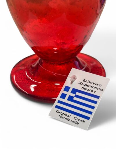 επιτραπέζιο καντήλι φυσητό γυαλί κόκκινο byzanteiko fusing blown glass table oil lamp red