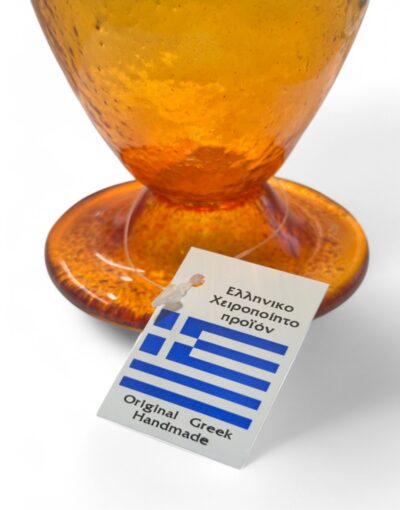 επιτραπέζιο καντήλι φυσητό γυαλί μελί byzanteiko fusing blown glass table oil lamp amber